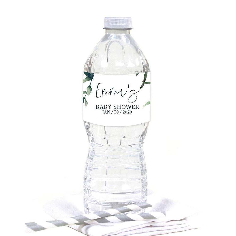 Custom Winter Snowy Woodland Forest Watercolor Baby Shower Party, Water Bottle Label Stickers, Baby Shower Favor-Set of 20-Andaz Press-Water Bottle-