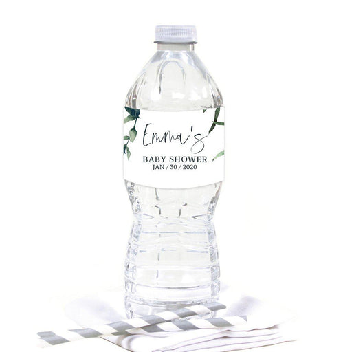 Custom Winter Snowy Woodland Forest Watercolor Baby Shower Party, Water Bottle Label Stickers, Baby Shower Favor-Set of 20-Andaz Press-Water Bottle-
