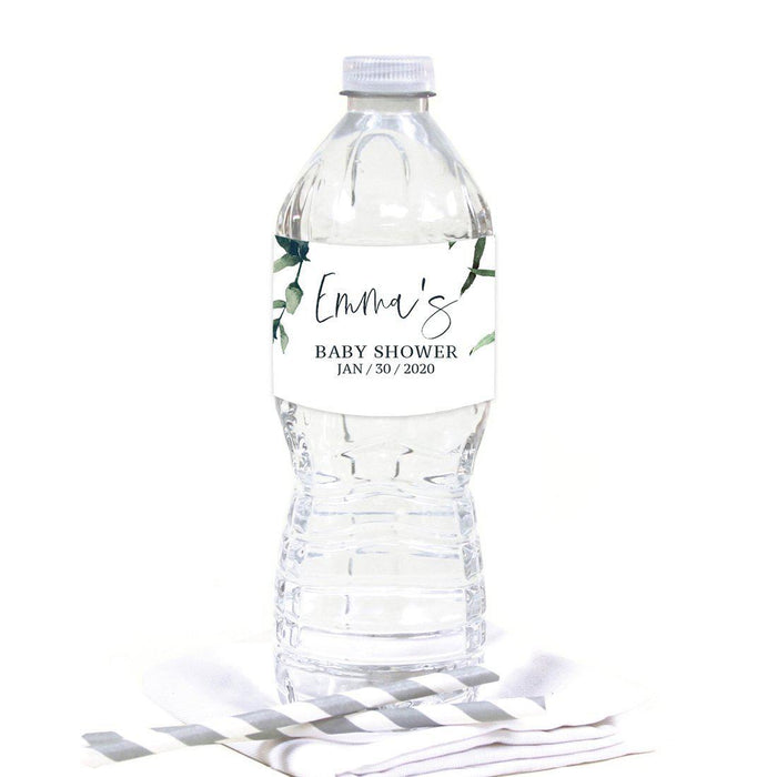 Custom Winter Snowy Woodland Forest Watercolor Baby Shower Party, Water Bottle Label Stickers, Baby Shower Favor-Set of 20-Andaz Press-Water Bottle-