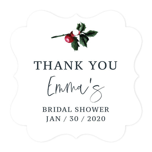 Custom Winter Snowy Woodland Forest Watercolor Wedding Party Collection, Fancy Frame Gift Tags-Set of 24-Andaz Press-Thank You for Celebrating With Us-