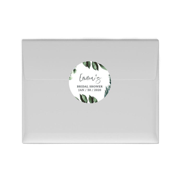 Custom Winter Snowy Woodland Forest Watercolor Wedding Party Collection, Round Label Favor Stickers-Set of 40-Andaz Press-Bridal Shower-