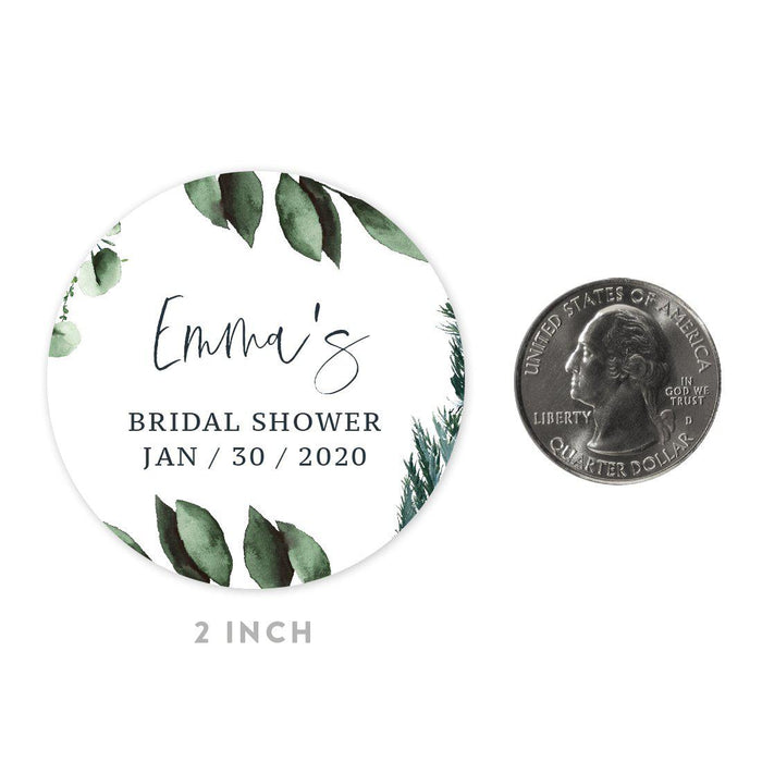 Custom Winter Snowy Woodland Forest Watercolor Wedding Party Collection, Round Label Favor Stickers-Set of 40-Andaz Press-Bridal Shower-
