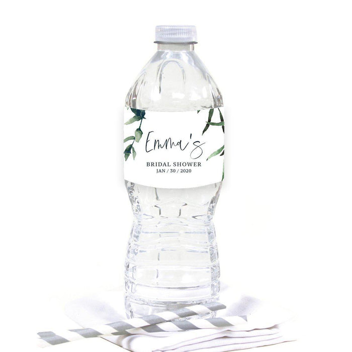 Custom Winter Snowy Woodland Forest Watercolor Wedding Party Collection, Water Bottle Label Stickers-Set of 20-Andaz Press-Bridal Shower-