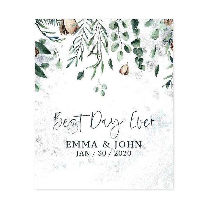 Custom Winter Snowy Woodland Forest Watercolor Wedding Party Collection, Wine Bottle Label Stickers-Set of 20-Andaz Press-Bridal Shower-