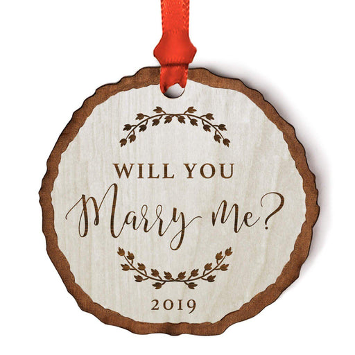 Custom Year Engagement Wedding Proposal Christmas Rustic Farmhouse Keepsake Ornament-Set of 1-Andaz Press-Will You Marry Me-