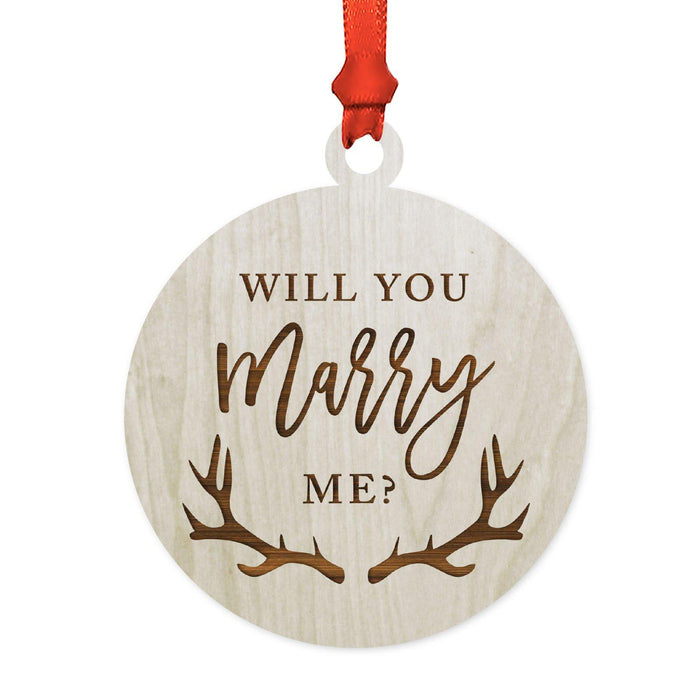 Custom Year Family Laser Engraved Wood Christmas Ornament, Deer Antlers Design 1-Set of 1-Andaz Press-Mommy Mommy-