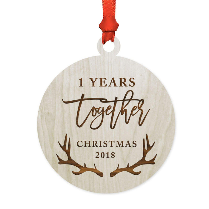 Custom Year Family Laser Engraved Wood Christmas Ornament, Deer Antlers Design 1-Set of 1-Andaz Press-Mommy Mommy-
