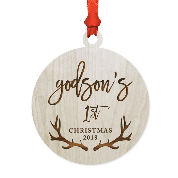 Custom Year Family Laser Engraved Wood Christmas Ornament, Deer Antlers Design 1-Set of 1-Andaz Press-Mommy Mommy-