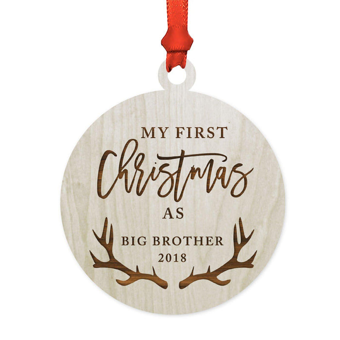 Custom Year Family Laser Engraved Wood Christmas Ornament, Deer Antlers Design 1-Set of 1-Andaz Press-Mommy Mommy-