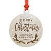 Custom Year Family Laser Engraved Wood Christmas Ornament, Deer Antlers Design 2-Set of 1-Andaz Press-Grandma Grandpa Merry Christmas-