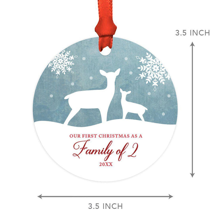 Custom Year Family Metal Christmas Ornament, Rustic Deer Winter Snowflakes-Set of 1-Andaz Press-Family 2-
