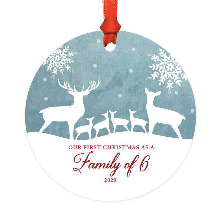 Custom Year Family Metal Christmas Ornament, Rustic Deer Winter Snowflakes-Set of 1-Andaz Press-Family 6-