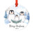 Custom Year Family Round Metal Christmas Keepsake Ornament, Watercolor Winter Penguins on Snow Design 1-Set of 1-Andaz Press-Mommy and Daddy-