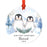 Custom Year Family Round Metal Christmas Keepsake Ornament, Watercolor Winter Penguins on Snow Design 1-Set of 1-Andaz Press-Mommy and Daddy-