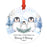 Custom Year Family Round Metal Christmas Keepsake Ornament, Watercolor Winter Penguins on Snow Design 1-Set of 1-Andaz Press-Mommy and Daddy-