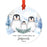 Custom Year Family Round Metal Christmas Keepsake Ornament, Watercolor Winter Penguins on Snow Design 1-Set of 1-Andaz Press-Godparents-