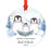 Custom Year Family Round Metal Christmas Keepsake Ornament, Watercolor Winter Penguins on Snow Design 2-Set of 1-Andaz Press-Boyfriend & Boyfriend-