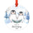 Custom Year Family Round Metal Christmas Keepsake Ornament, Watercolor Winter Penguins on Snow Design 2-Set of 1-Andaz Press-Boyfriend & Boyfriend-
