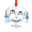 Custom Year Family Round Metal Christmas Keepsake Ornament, Watercolor Winter Penguins on Snow Design 2-Set of 1-Andaz Press-6th Anniversary-
