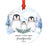 Custom Year Family Round Metal Christmas Keepsake Ornament, Watercolor Winter Penguins on Snow Design 2-Set of 1-Andaz Press-Merry Christmas Grandparents-