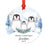 Custom Year Family Round Metal Christmas Keepsake Ornament, Watercolor Winter Penguins on Snow Design 2-Set of 1-Andaz Press-Merry Christmas Grandson-