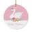 Custom Year Round Ceramic Porcelain Christmas Ornament New Girl Baby, Floral Flowers Swan Pink-Set of 1-Andaz Press-Baby's 1st Christmas-