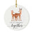 Custom Year Wedding Anniversary Round Ceramic Porcelain Christmas Ornament, Woodland Deer Design 1-Set of 1-Andaz Press-26th-