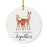 Custom Year Wedding Anniversary Round Ceramic Porcelain Christmas Ornament, Woodland Deer Design 1-Set of 1-Andaz Press-6th-