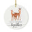 Custom Year Wedding Anniversary Round Ceramic Porcelain Christmas Ornament, Woodland Deer Design 2-Set of 1-Andaz Press-51st-