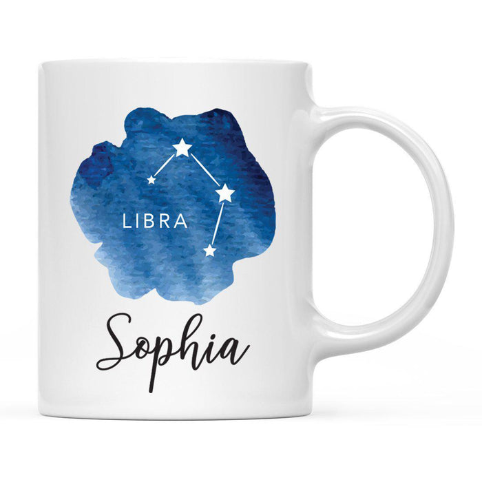 Custom Zodiac Blue Watercolor Ceramic Coffee Mug-Set of 1-Andaz Press-Aries-