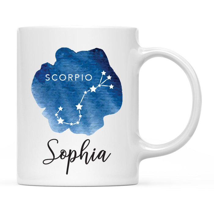 Custom Zodiac Blue Watercolor Ceramic Coffee Mug-Set of 1-Andaz Press-Aries-
