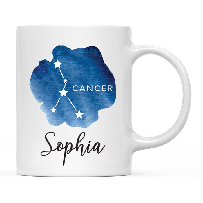 Custom Zodiac Blue Watercolor Ceramic Coffee Mug-Set of 1-Andaz Press-Cancer-