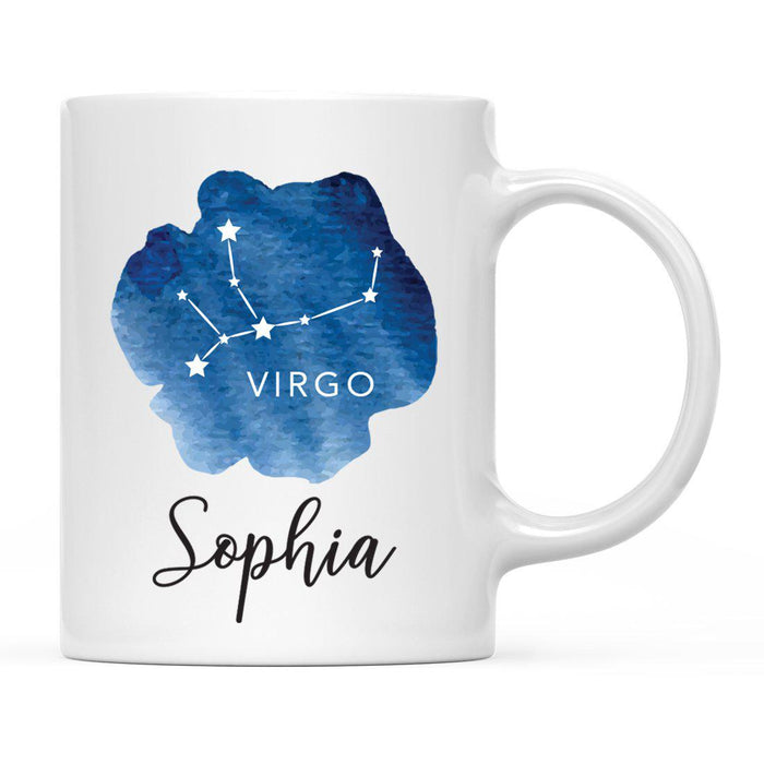 Custom Zodiac Blue Watercolor Ceramic Coffee Mug-Set of 1-Andaz Press-Virgo-