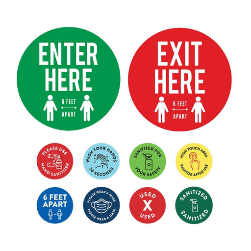 Directional Arrows Floor Round Covid Business Sign Vinyl Sticker Decals-Set of 50-Andaz Press-Social Distancing-