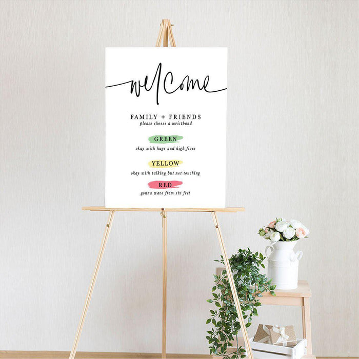Distance Wedding Canvas Party Sign 16 x 20-inch Welcome Family and Friends with 150-Pack Silicone Wristbands-Set of 1-Andaz Press-