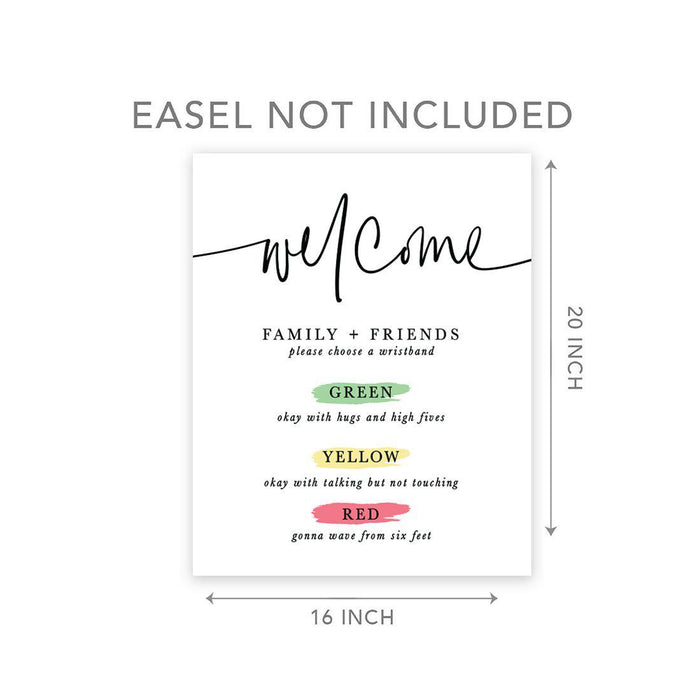 Distance Wedding Canvas Party Sign 16 x 20-inch Welcome Family and Friends with 150-Pack Silicone Wristbands-Set of 1-Andaz Press-