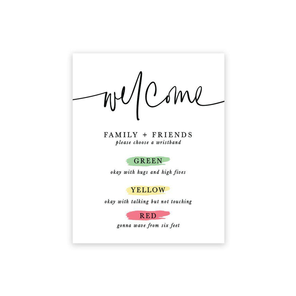 Distance Wedding Canvas Party Sign 16 x 20-inch Welcome Family and Friends with 150-Pack Silicone Wristbands-Set of 1-Andaz Press-