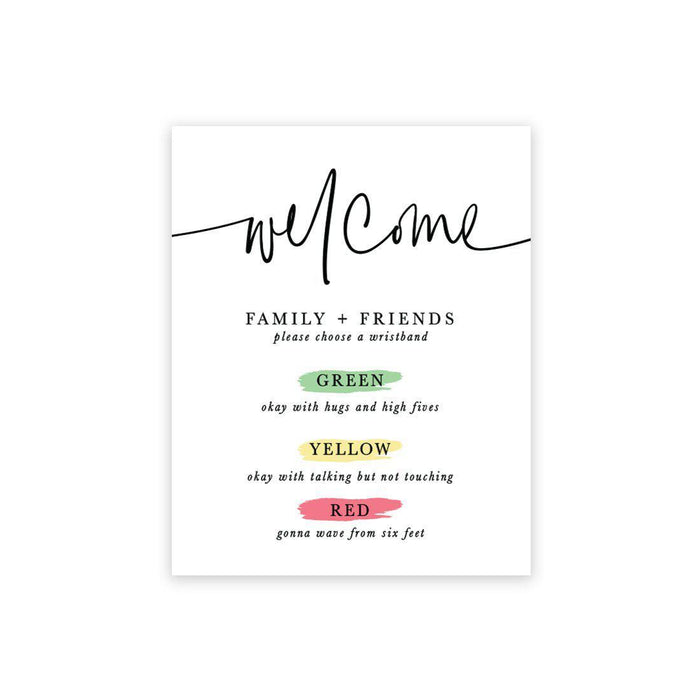 Distance Wedding Canvas Party Sign 16 x 20-inch Welcome Family and Friends with 150-Pack Silicone Wristbands-Set of 1-Andaz Press-
