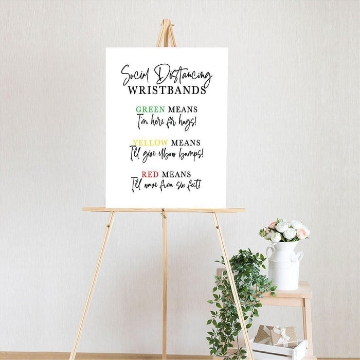 Distance Wedding Canvas Party Sign 8 x 10-inch Color Coded with 150-Pack Silicone Wristbands-Set of 1-Andaz Press-