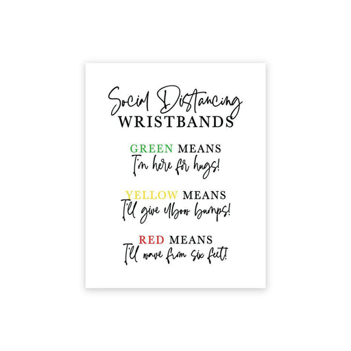 Distance Wedding Canvas Party Sign 8 x 10-inch Color Coded with 150-Pack Silicone Wristbands-Set of 1-Andaz Press-