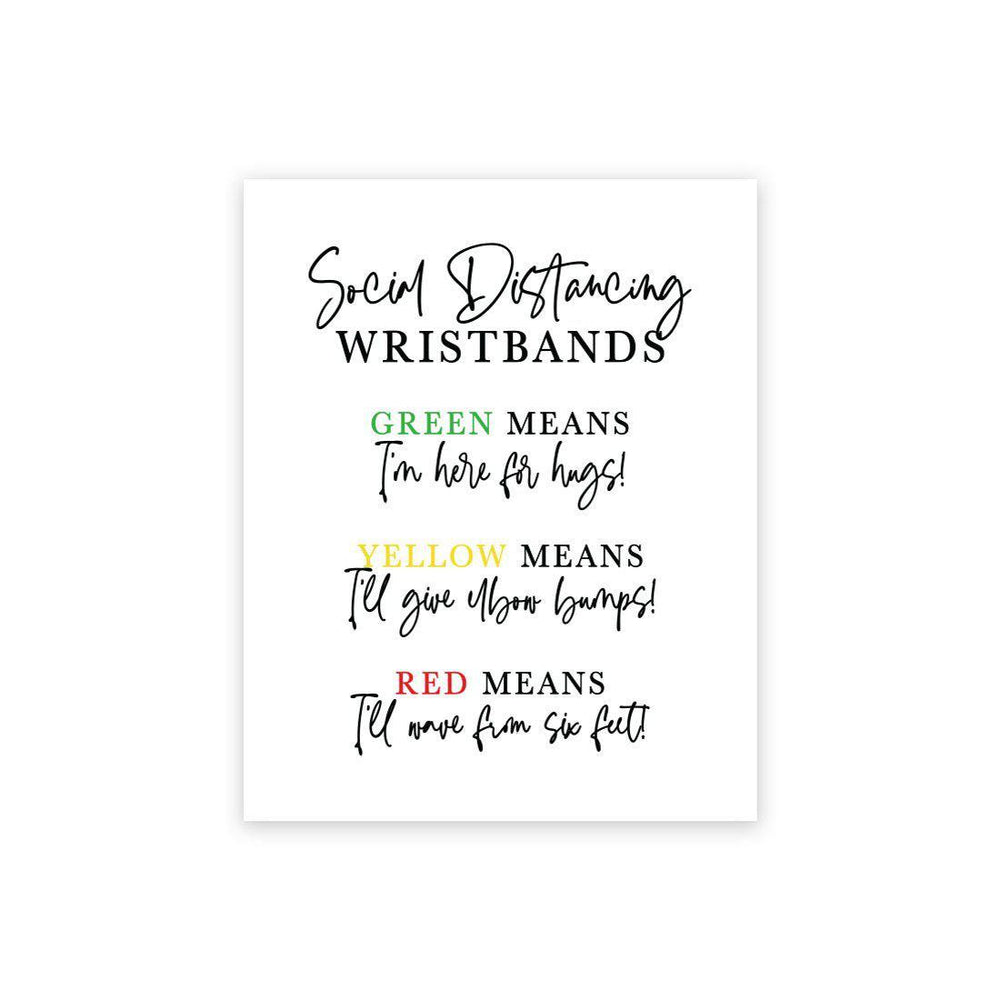 Distance Wedding Canvas Party Sign 8 x 10-inch Color Coded with 150-Pack Silicone Wristbands-Set of 1-Andaz Press-