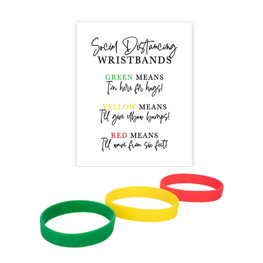 Distance Wedding Cardstock Party Signs 8.5 x 11-inch Color Coded with 150-Pack Silicone Wristbands-Set of 1-Andaz Press-