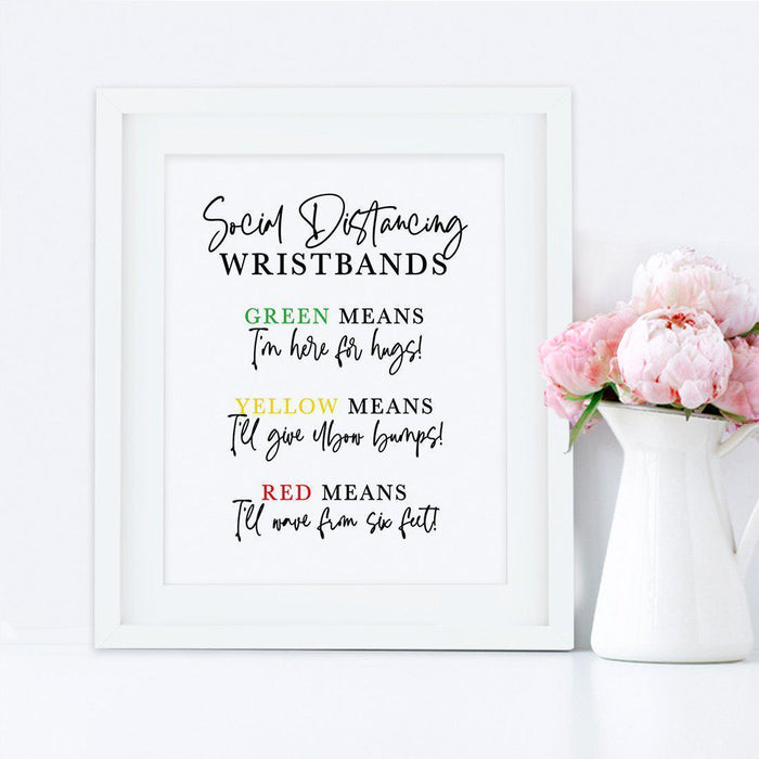 Distance Wedding Cardstock Party Signs 8.5 x 11-inch Color Coded with 150-Pack Silicone Wristbands-Set of 1-Andaz Press-