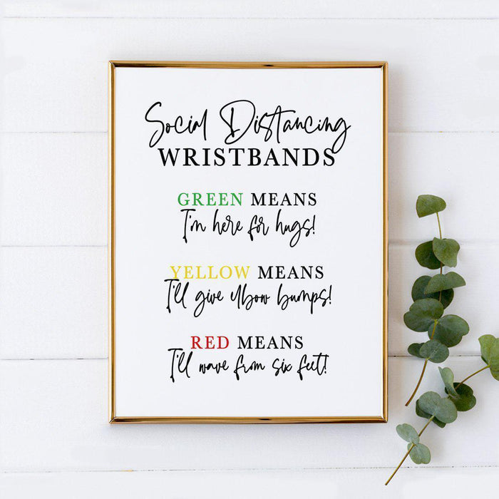 Distance Wedding Cardstock Party Signs 8.5 x 11-inch Color Coded with 150-Pack Silicone Wristbands-Set of 1-Andaz Press-