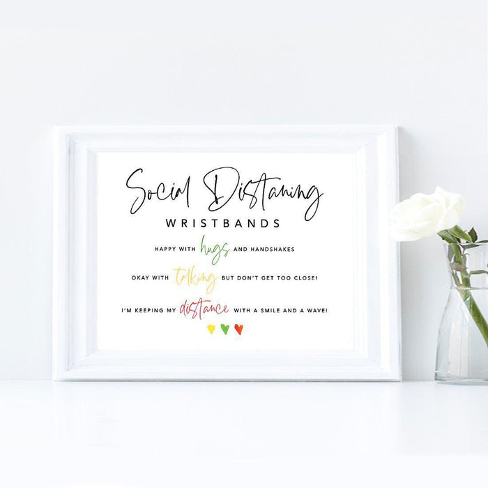 Distance Wedding Cardstock Party Signs 8.5 x 11-inch Formal Black and White with 150-Pack Silicone Wristbands-Set of 1-Andaz Press-