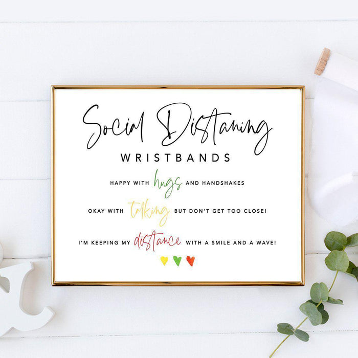 Distance Wedding Cardstock Party Signs 8.5 x 11-inch Formal Black and White with 150-Pack Silicone Wristbands-Set of 1-Andaz Press-