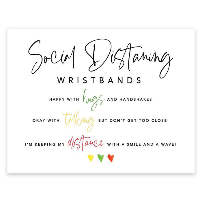 Distance Wedding Cardstock Party Signs 8.5 x 11-inch Formal Black and White with 150-Pack Silicone Wristbands-Set of 1-Andaz Press-