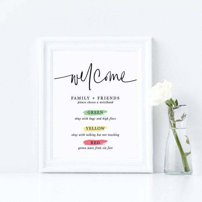 Distance Wedding Cardstock Party Signs 8.5 x 11-inch Welcome Family and Friends with 150-Pack Silicone Wristbands-Set of 1-Andaz Press-