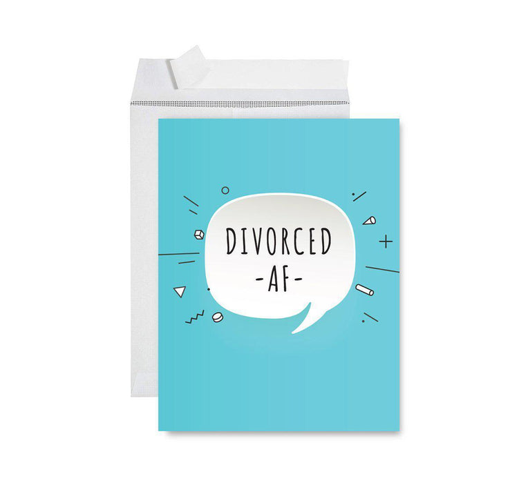 Divorce Jumbo Card, Funny Congratulations Greeting Card for Women, Men, Marriage Divorce Party-Set of 1-Andaz Press-Divorce AF-