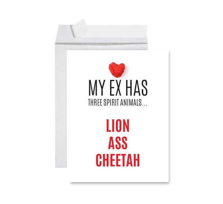Divorce Jumbo Card, Funny Congratulations Greeting Card for Women, Men, Marriage Divorce Party-Set of 1-Andaz Press-Lion Ass Cheetah-